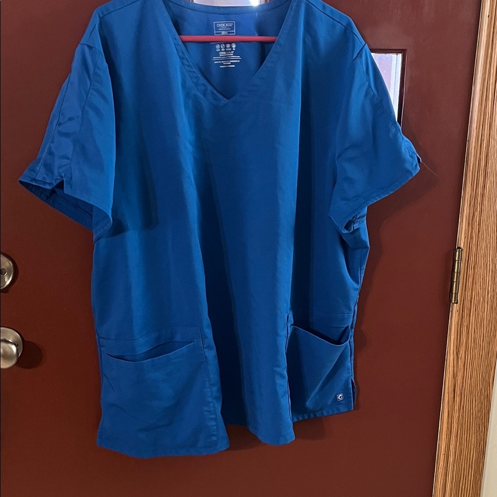 PLUS SIZE Royal Blue V-Neck Scrub Top